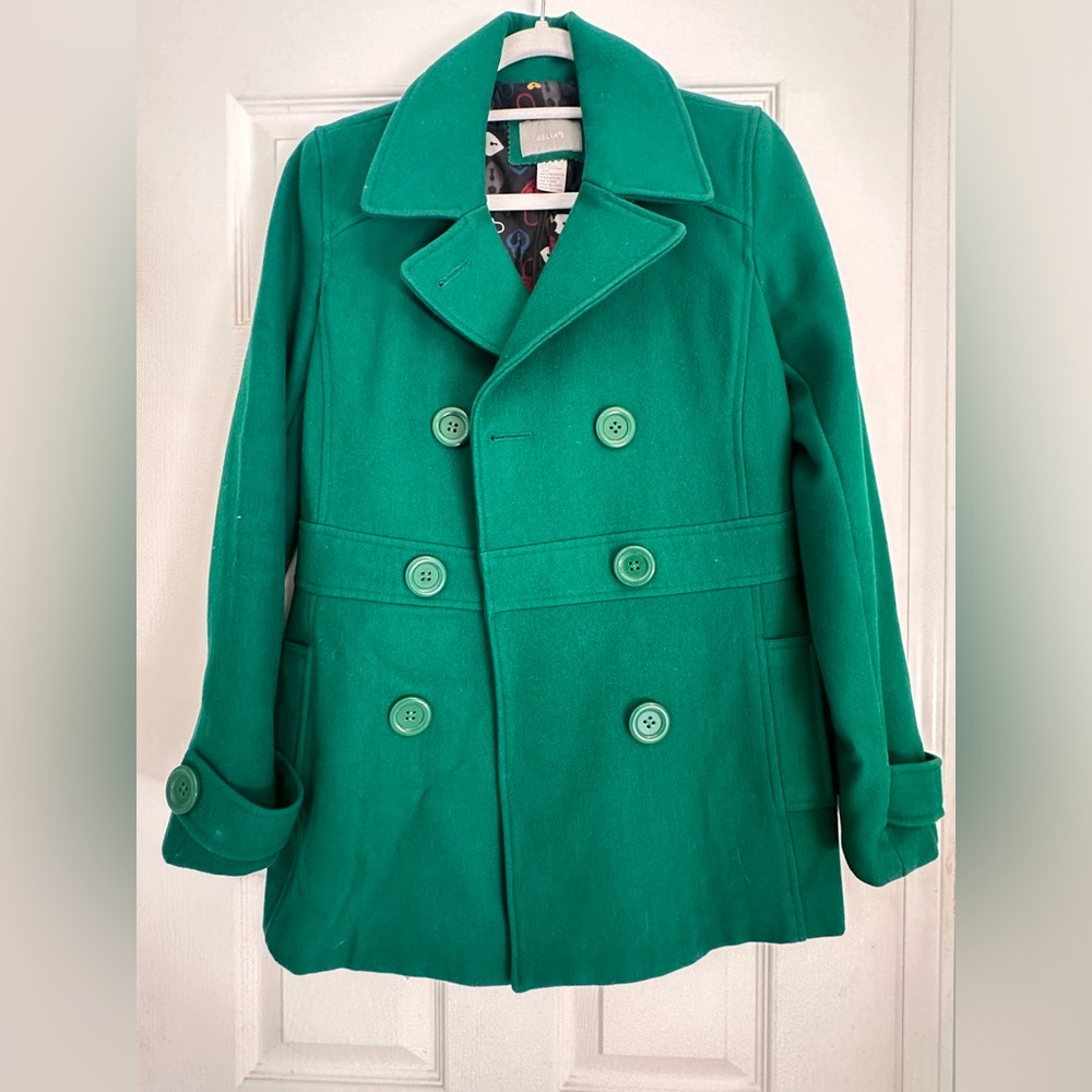 Vintage Delias Kelly Green Pea Coat